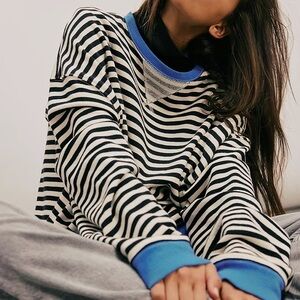 Free People Classic Striped Oversized Crewneck